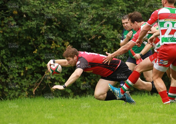 300814 Cross Keys v Ebbw Vale - British and Irish Cup Play off -James Cordy-Redden of Cross Keys stretches out to score