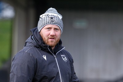 250323 - Cross Keys v Ystrad Rhondda - WRU Championship Cup Semi Final - Cross Keys Head Coach Morgan Stoddart 