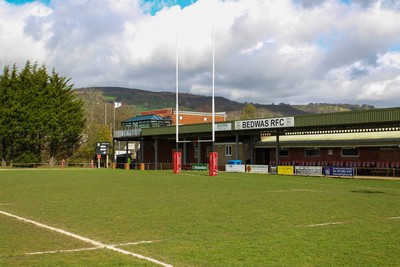 250323 - Cross Keys v Ystrad Rhondda - WRU Championship Cup Semi Final -  General view of Bridge Fields