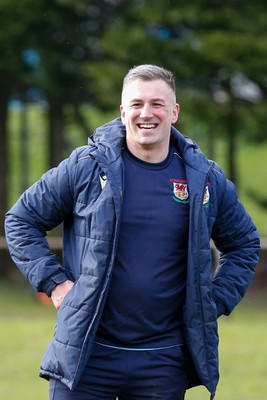 250323 - Cross Keys v Ystrad Rhondda - WRU Championship Cup Semi Final - Ystrad Rhondda Head Coach Dylan Cynlais Jones all smiles at end of game