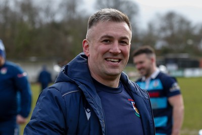 250323 - Cross Keys v Ystrad Rhondda - WRU Championship Cup Semi Final - Ystrad Rhondda Head Coach Dylan Cynlais Jones after match