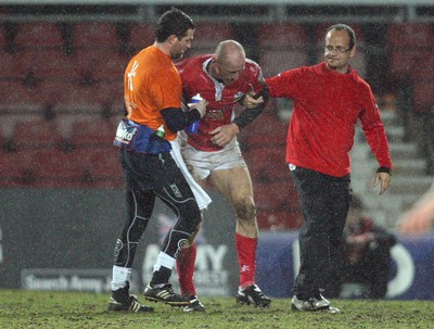 19.03.10 ... Crusaders v Catalans Dragons, engage Super League -  Crusaders' Gareth Thomas is injured after tackle 