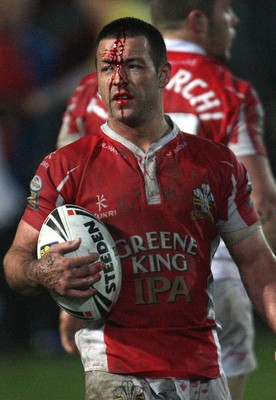 19.03.10 ... Crusaders v Catalans Dragons, engage Super League -  Crusaders' Lincoln Withers shows the scars of battle 