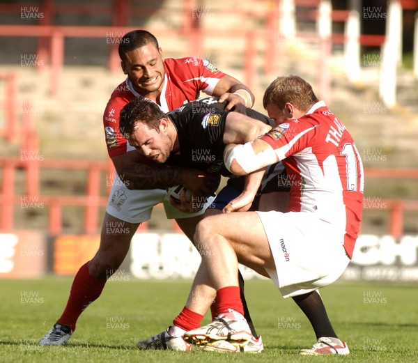 22.05.10 - Crusaders v Wigan Warriors, Engage Super League -  Crusaders Weller Hauraki, left and Jamie Thackary tackle Wigans Pat Richards 