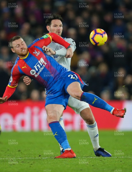 261218 - Crystal Palace v Cardiff City, Premier League - Connor Wickham of Crystal Palace and Sean Morrison of Cardiff City compete for the ball