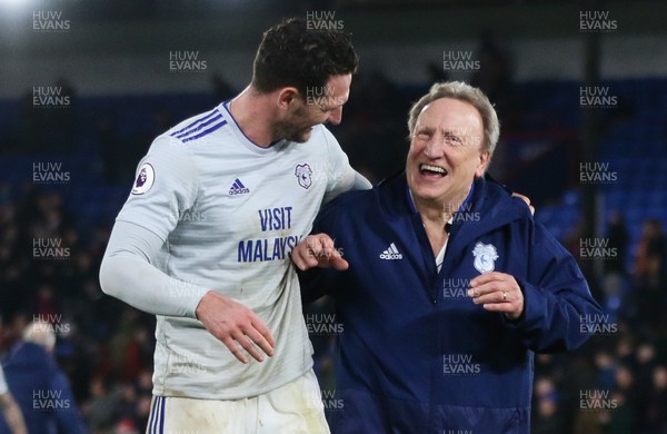 261218 - Crystal Palace v Cardiff City, Premier League - Sean Morrison of Cardiff City with Cardiff City manager Neil Warnock at the end of the match