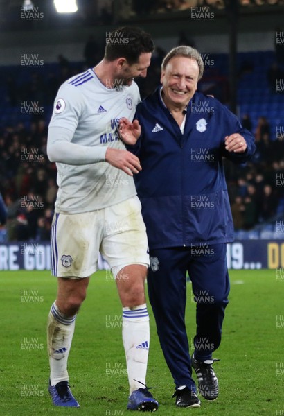261218 - Crystal Palace v Cardiff City, Premier League - Sean Morrison of Cardiff City with Cardiff City manager Neil Warnock at the end of the match
