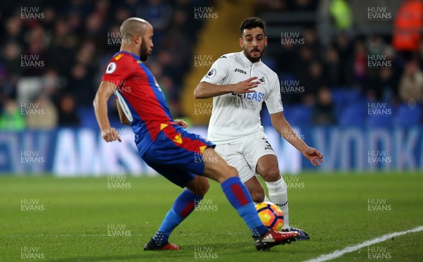 030117 - Crystal Palace v Swansea City - Premier League - Neil Taylor of Swansea City is tackled by Andros Townsend of Crystal Palace by Chris Fairweather/Huw Evans Agency