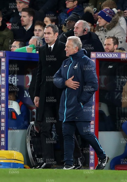 030117 - Crystal Palace v Swansea City - Premier League - New Swansea City Manager Paul Clement pitch side with Swansea Care Taker Manager Alan Curtis by Chris Fairweather/Huw Evans Agency