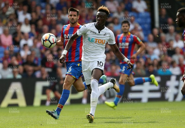 260817 - Crystal Palace v Swansea City - Premier League - Tammy Abraham of Swansea City is challenged by Timothy Fosu-Mensah of Crystal Palace