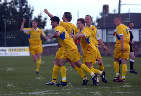 110503 - Cwmbran Town v Barry Town - FAW Welsh Cup Final - Barry players celebrate opening the scoring