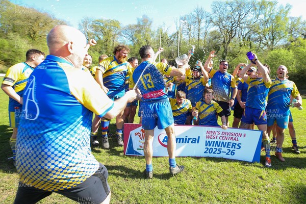 250426 - Cwmgwrach v Pontrhydyfen - Admiral National League 5 West Central - Cwmgwrach RFC celebrate winning the League