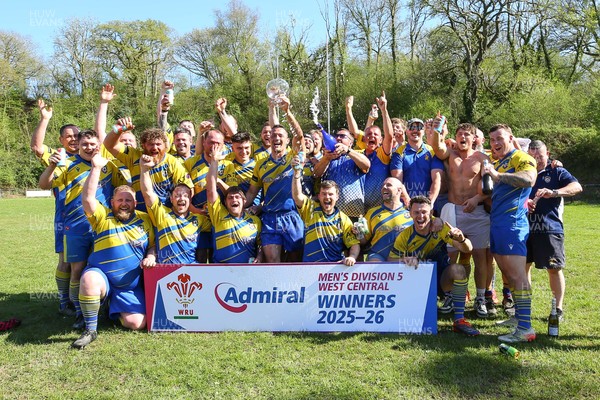 250426 - Cwmgwrach v Pontrhydyfen - Admiral National League 5 West Central - Cwmgwrach RFC celebrate winning the League