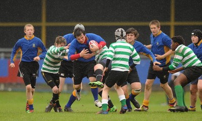 29.04.10 -  Cymer Rhondda Under 14 v Maesydderwen Under 14 - Powerade Schools Under 14 Final 2010 - Cymer Rhondda(Blues)/Maesydderwen(Green/White). 