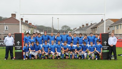 29.04.10 -  Cymer Rhondda Under 16 v Preseli Under 16 - Powerade Schools Under 16 Final 2010 - Cymer Rhondda(Blues)/Preseli(Purple). 