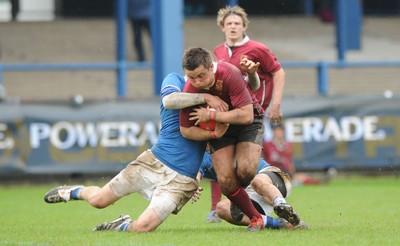 29.04.10 -  Cymer Rhondda Under 16 v Preseli Under 16 - Powerade Schools Under 16 Final 2010 - Cymer Rhondda(Blues)/Preseli(Purple). 