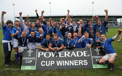 29.04.10 -  Cymer Rhondda Under 16 v Preseli Under 16 - Powerade Schools Under 16 Final 2010 - Cymer Rhondda(Blues)/Preseli(Purple). 