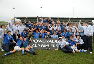 29.04.10 -  Cymer Rhondda Under 16 v Preseli Under 16 - Powerade Schools Under 16 Final 2010 - Cymer Rhondda(Blues)/Preseli(Purple). 