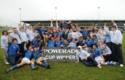 29.04.10 -  Cymer Rhondda Under 16 v Preseli Under 16 - Powerade Schools Under 16 Final 2010 - Cymer Rhondda(Blues)/Preseli(Purple). 