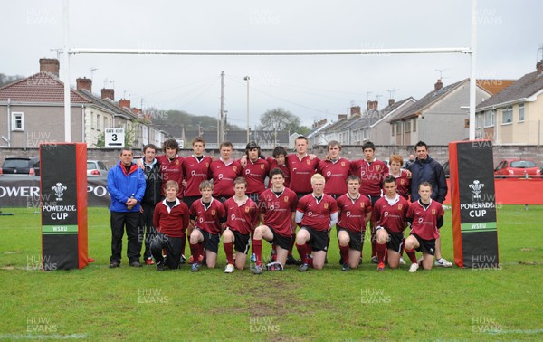 29.04.10 -  Cymer Rhondda Under 16 v Preseli Under 16 - Powerade Schools Under 16 Final 2010 - Cymer Rhondda(Blues)/Preseli(Purple). 