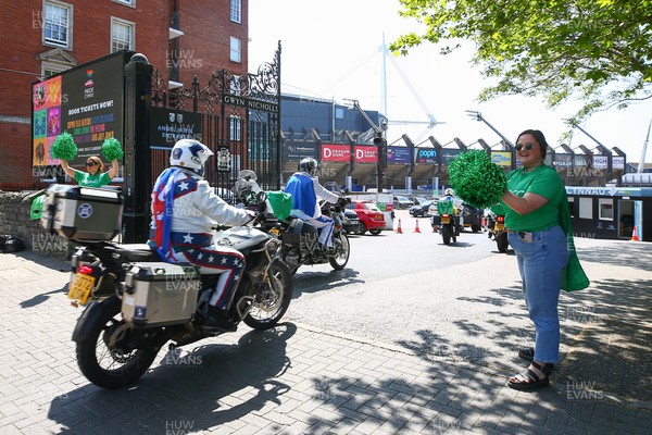 270523 - Cymru Knievel Ride for NSPCC - Riders of Cymru Knievel for NSPCC ride through Cardiff City Centre on day 3 of a 5 day tour