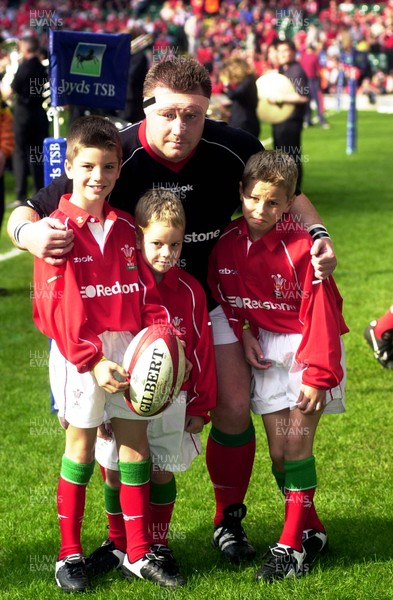 131001 - Wales v Ireland -  Wales captain Dai Young with his children (L-R) Lewis, Owen and Thomas 