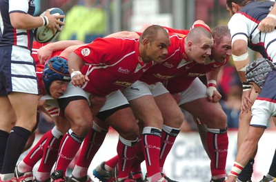 19.08.06 - Scarlets v Gloucester -  Scarlet's (L-R)Deacon Manu, Ken Owens and Iestyn Thomas 