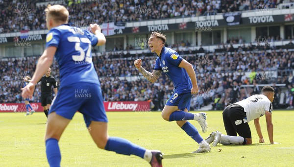 070522 - Derby County v Cardiff City - Sky Bet Championship - Jordan Hugill of Cardiff scores the 1st goal of the match in the 2nd half
