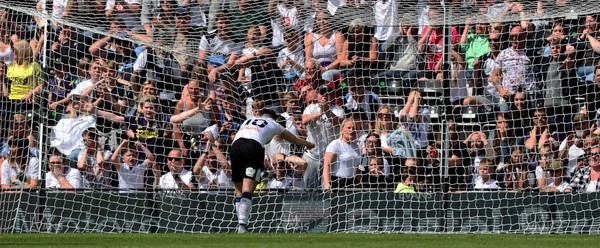070522 - Derby County v Cardiff City - Sky Bet Championship - Tom Laurence of Derby hangs on to the net in frustration