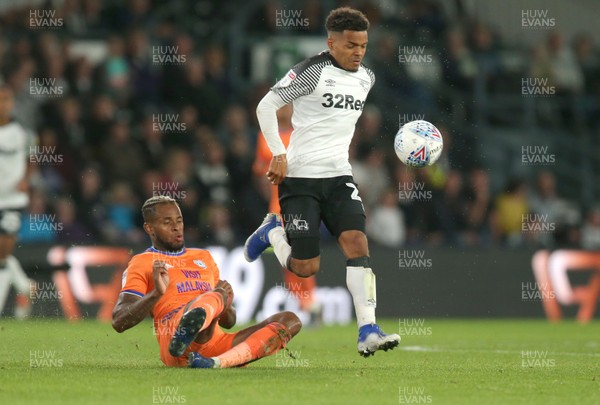 130919 - Derby County v Cardiff City - Sky Bet Championship -  Duane Holmes of Derby and Leandra Bacuna of Cardiff