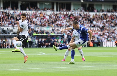 220826 - Derby County v Cardiff City, EFL Sky Bet Championship - Jack Moylan of Cardiff City shoots at goal