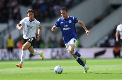 220826 - Derby County v Cardiff City, EFL Sky Bet Championship - Jack Moylan of Cardiff City