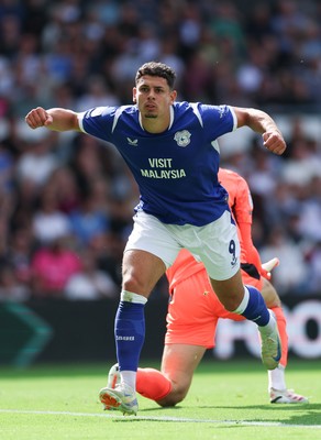 220826 - Derby County v Cardiff City, EFL Sky Bet Championship - Yousef Salech of Cardiff City after scoring City’s second goal