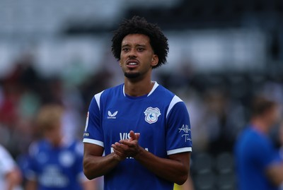 220826 - Derby County v Cardiff City, EFL Sky Bet Championship - Calum Scanlon of Cardiff City