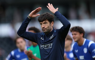 220826 - Derby County v Cardiff City, EFL Sky Bet Championship - Cardiff City head coach Brian Barry-Murphy at the end of the match
