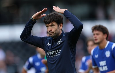 220826 - Derby County v Cardiff City, EFL Sky Bet Championship - Cardiff City head coach Brian Barry-Murphy at the end of the match