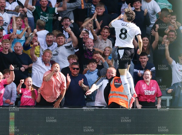 220826 - Derby County v Cardiff City, EFL Sky Bet Championship - Bobby Clark of Derby County celebrates after he scores County’s second goal
