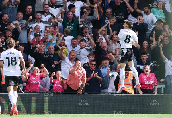 220826 - Derby County v Cardiff City, EFL Sky Bet Championship - Bobby Clark of Derby County celebrates after he scores County’s second goal
