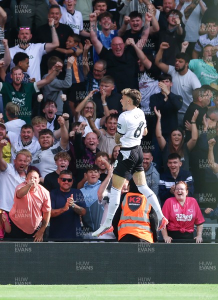 220826 - Derby County v Cardiff City, EFL Sky Bet Championship - Bobby Clark of Derby County celebrates after he scores County’s second goal