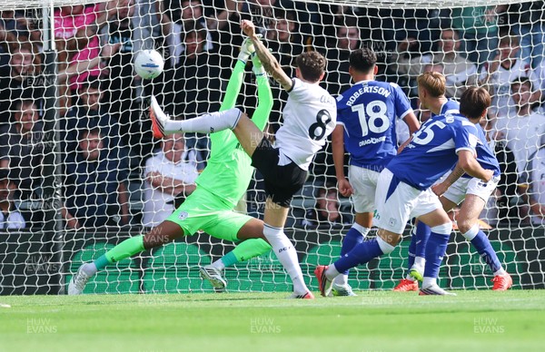 220826 - Derby County v Cardiff City, EFL Sky Bet Championship - Bobby Clark of Derby County scores County’s second goal