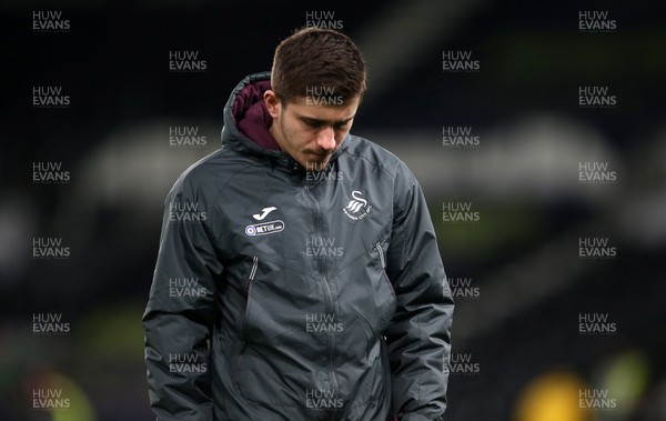 011218 - Derby County v Swansea City - SkyBet Championship - Dejected Declan John of Swansea City at full time