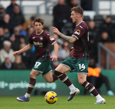 140226 - Derby County v Swansea City - Sky Bet Championship - Josh Tymon of Swansea and Goncalo Franco of Swansea