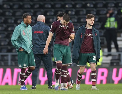 140226 - Derby County v Swansea City - Sky Bet Championship - Zan Vipotnik of Swansea clearly upset at losing to Derby at the end of the match