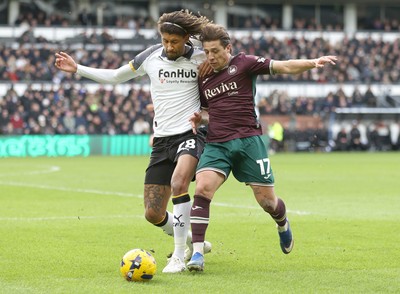140226 - Derby County v Swansea City - Sky Bet Championship - Goncalo Franco of Swansea and Dion Sanderson of Derby