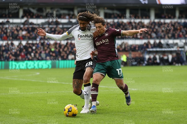 140226 - Derby County v Swansea City - Sky Bet Championship - David Ozoh of Derby County and Goncalo Franco of Swansea City