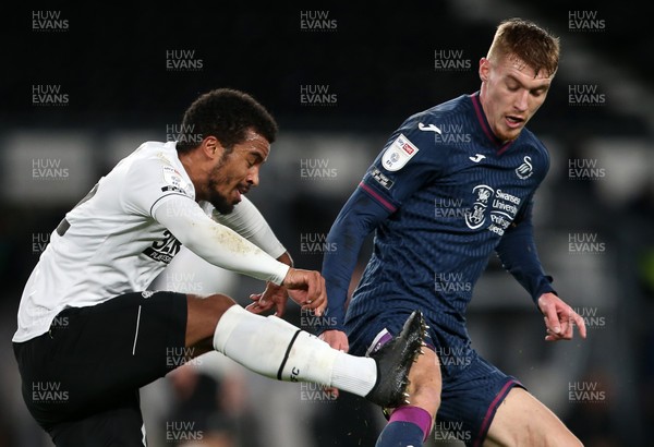 161220 - Derby County v Swansea City - SkyBet Championship - Nathan Byrne of Derby County is challenged by Jay Fulton of Swansea City