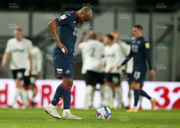 161220 - Derby County v Swansea City - SkyBet Championship - Dejected Andre Ayew of Swansea City after Derby's second goal