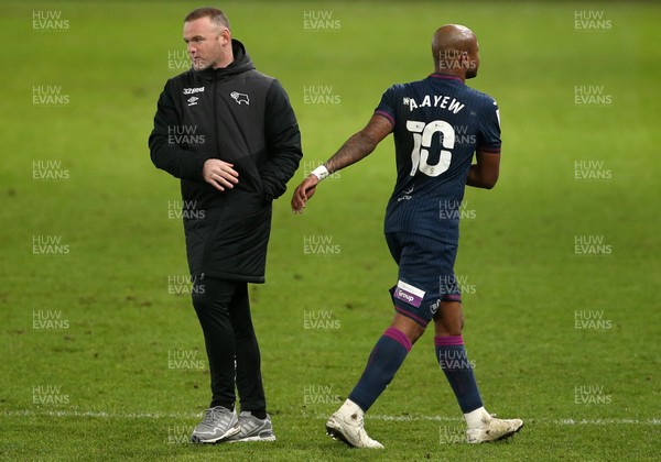 161220 - Derby County v Swansea City - SkyBet Championship - Derby County Manager Wayne Rooney and Andre Ayew of Swansea City at full time