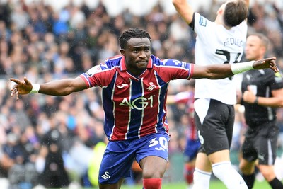 290826 - Derby County v Swansea City - Sky Bet Championship - Jospeh Opoku of Swansea City celebrates scoring a goal