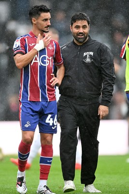 290826 - Derby County v Swansea City - Sky Bet Championship - Stephen Estaquio of Swansea City and Vitor Matos, Swansea Head Coach at full time